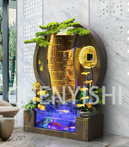 CHENYISHI Large Water Curtain Wall Rockery Flowing Water Fountain Decoration Living Room Office Courtyard Villa Fortune Feng Shui Wheel