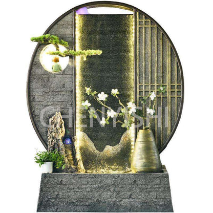CHENYISHI Large Water Zen Fountain Pool Garden Waterscape B&B Landscaping Balcony Fish Pond Rockery Double-sided Flowing Water Ornaments