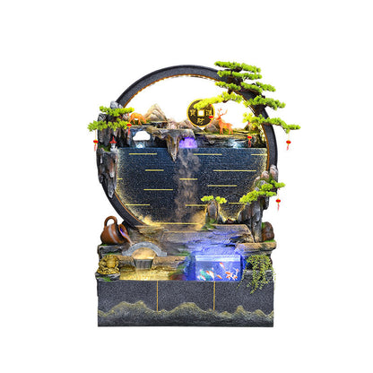 Rockery flowing water circular water curtain wall