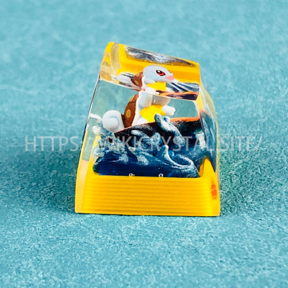 Pokemon Squirtle Custom 1U Keycap Pokemon Keycap Liquidate Keycap Artisan Keycap Anime Cherry MX Keycap, Yellow Keycap