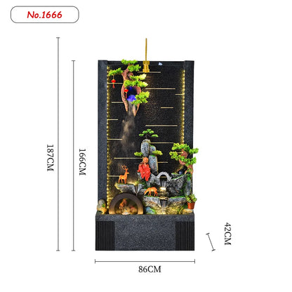 Large Water Fall Curtain Wall Rockery Luxury Villa Decoration Flowing Water Fountain Living Room Courtyard Feng Shui Ornaments