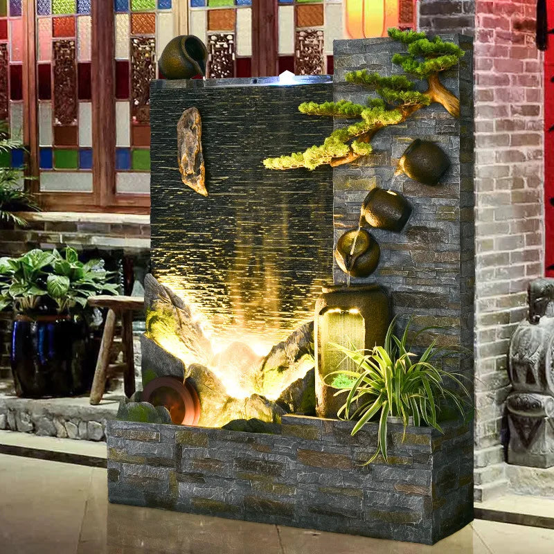CHENYISHI Large Rockery Water Curtain Wall Flowing Water Fountain Ornaments Entry Screen Water Fountain Indoor Waterfalls