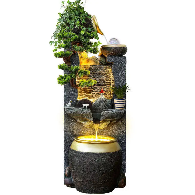 CHENYISHI Hermosos adornos de agua que fluyen Cascadas Fuente de interior Paisaje Pecera creativa Fuente de agua para inauguración de la casa 