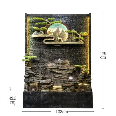 Deer Water Curtain Factory Wholesale Waterfall Screen Entrance Decoration Luxury Feng Shui Zen Fish Pond Fountain