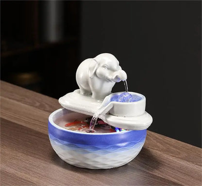 Customized LOGO Elephant Flowing Water Ornaments Attract Wealth Living Room Flowing Crystal Ball Fenshui Lucky Peaceful Fountain