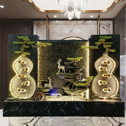 Deer Water Curtain Factory Wholesale Waterfall Screen Entrance Decoration Luxury Feng Shui Zen Fish Pond Fountain
