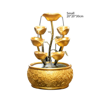 Gold Money Tree Tabletop Fountains Creative Circulating Waterfalls Feng Shui Ornament Living Room & Office Desktop