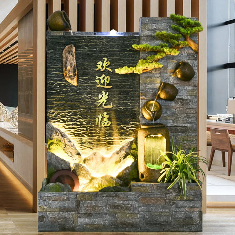 CHENYISHI Large Rockery Water Curtain Wall Flowing Water Fountain Ornaments Entry Screen Water Fountain Indoor Waterfalls