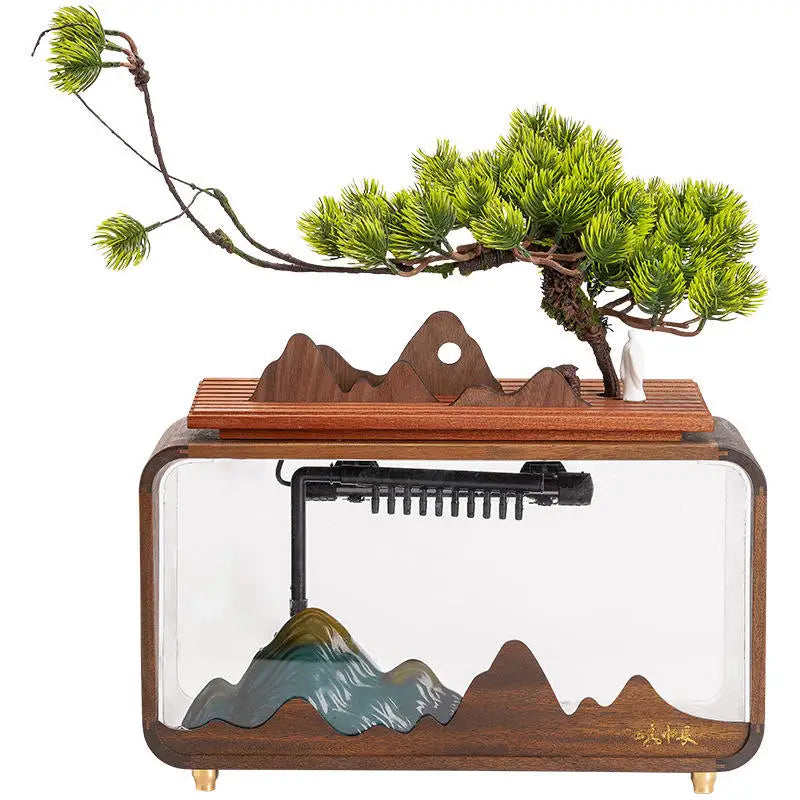 Housewarming Wholesale Creative Fish Tank Water Fountain Water Curtain Tabletop Water Feature Bonsai Office Decoration