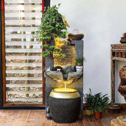 CHENYISHI Gorgeous Flowing Water Ornaments Waterfalls Indoor Fountain Landscape Creative Fish Tank Housewarming Water Feature