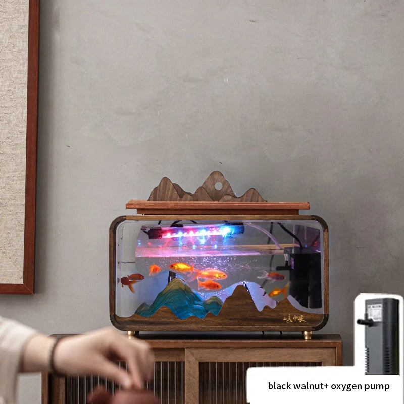 Housewarming Wholesale Creative Fish Tank Water Fountain Water Curtain Tabletop Water Feature Bonsai Office Decoration