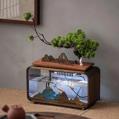 Housewarming Wholesale Creative Fish Tank Water Fountain Water Curtain Tabletop Water Feature Bonsai Office Decoration