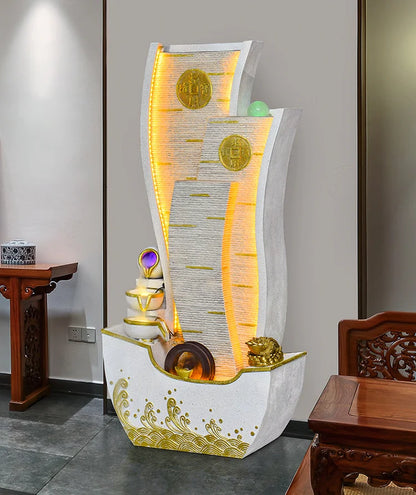 CHENYISHI Adornos de la fortuna con agua corriente Fuente circulante Rueda de Feng Shui Muebles para sala de estar Balcón Fuente interior 