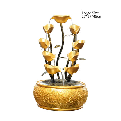 Gold Money Tree Tabletop Fountains Creative Circulating Waterfalls Feng Shui Ornament Living Room & Office Desktop