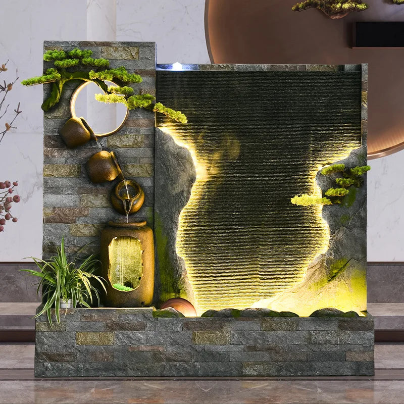 CHENYISHI Large Rockery Water Curtain Wall Flowing Water Fountain Ornaments Entry Screen Water Fountain Indoor Waterfalls