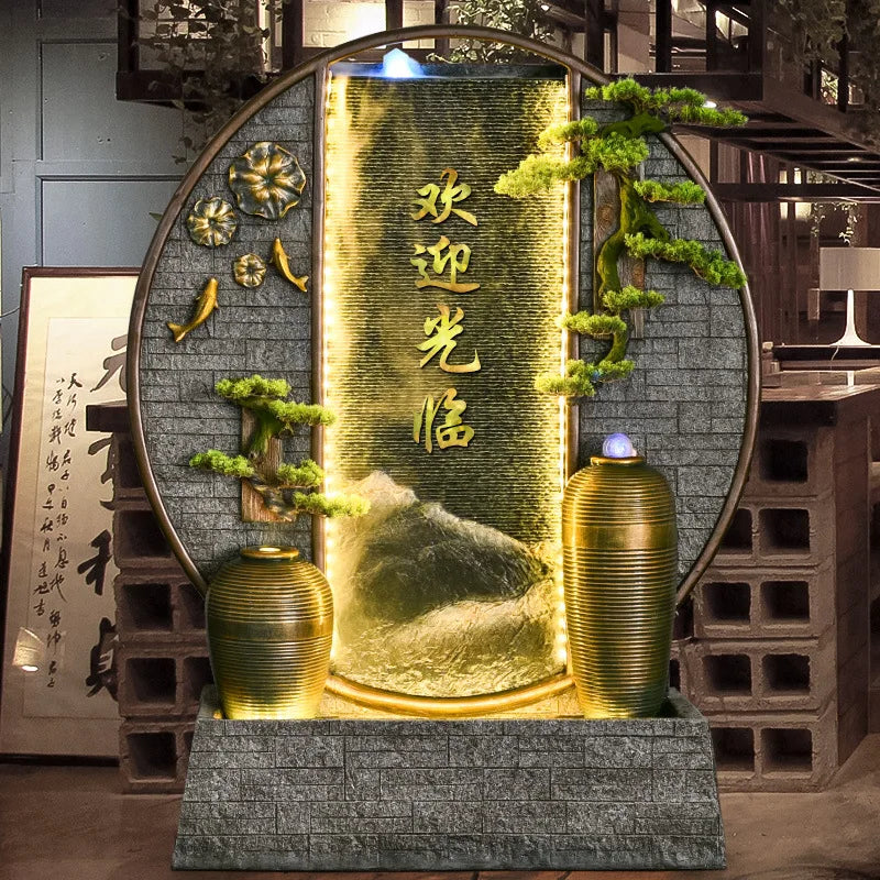 CHENYISHI Large Rockery Water Curtain Wall Flowing Water Fountain Ornaments Entry Screen Water Fountain Indoor Waterfalls