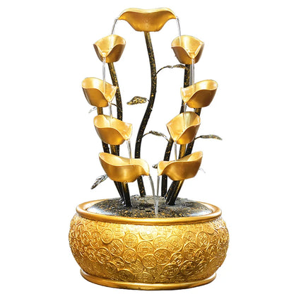 Gold Money Tree Tabletop Fountains Creative Circulating Waterfalls Feng Shui Ornament Living Room & Office Desktop