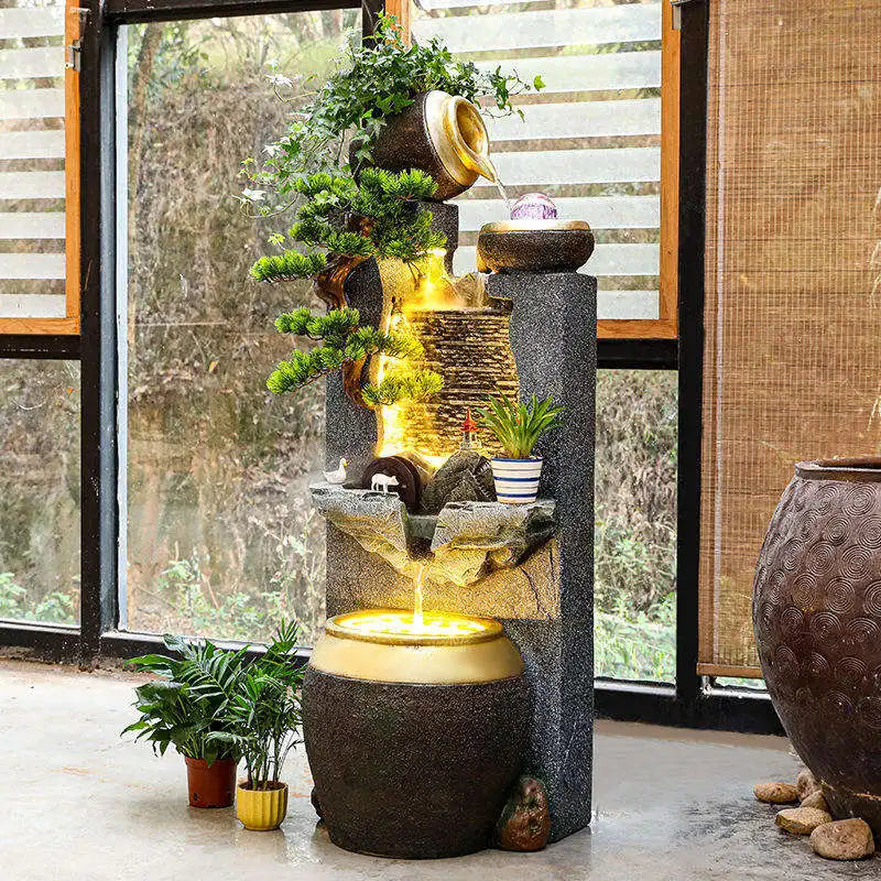 CHENYISHI Gorgeous Flowing Water Ornaments Waterfalls Indoor Fountain Landscape Creative Fish Tank Housewarming Water Feature