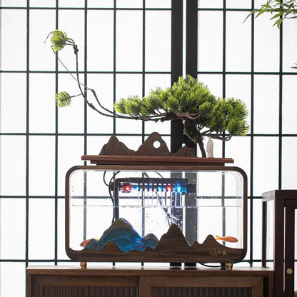 Housewarming Wholesale Creative Fish Tank Water Fountain Water Curtain Tabletop Water Feature Bonsai Office Decoration