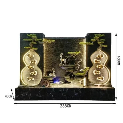 Deer Water Curtain Factory Wholesale Waterfall Screen Entrance Decoration Luxury Feng Shui Zen Fish Pond Fountain