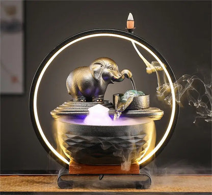 Customized LOGO Elephant Flowing Water Ornaments Attract Wealth Living Room Flowing Crystal Ball Fenshui Lucky Peaceful Fountain