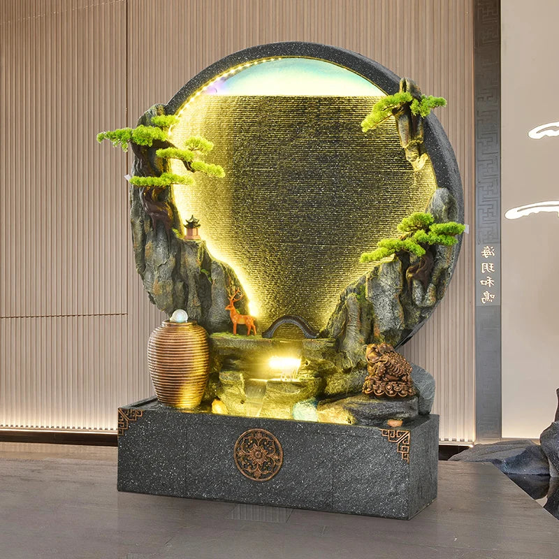 CHENYISHI Fuente de agua de cemento para interiores y exteriores con forma de sapo dorado pacífico, decoración del hogar, regalo de inauguración de la casa con Feng Shui 