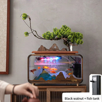 Housewarming Wholesale Creative Fish Tank Water Fountain Water Curtain Tabletop Water Feature Bonsai Office Decoration