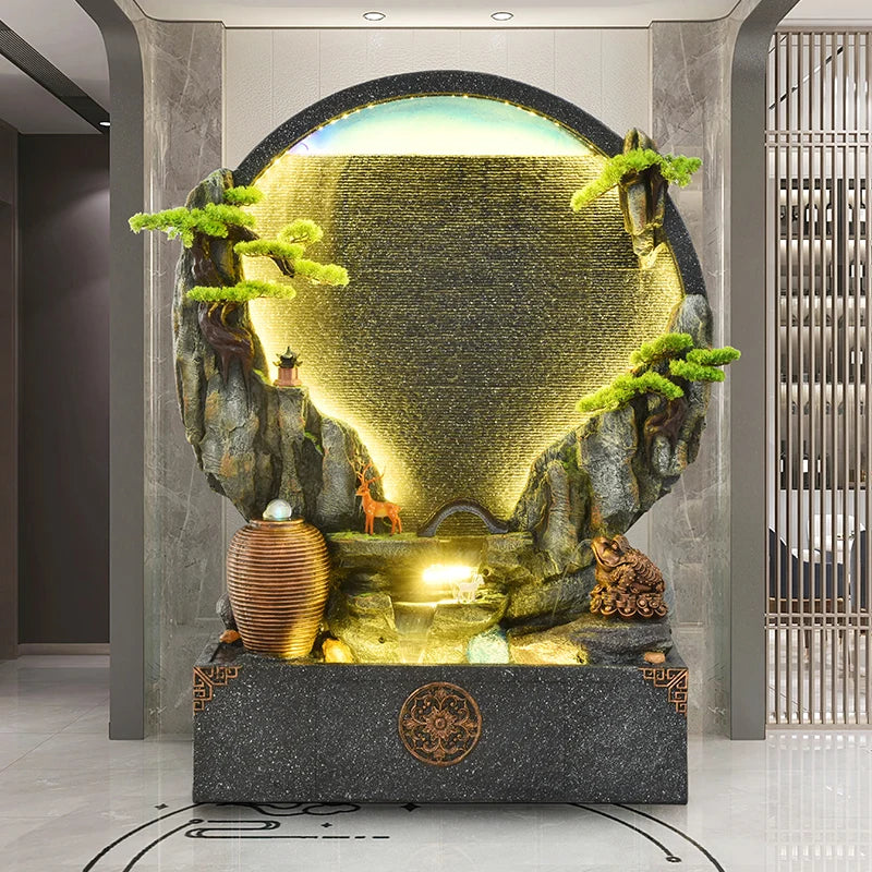 CHENYISHI Fuente de agua de cemento para interiores y exteriores con forma de sapo dorado pacífico, decoración del hogar, regalo de inauguración de la casa con Feng Shui 