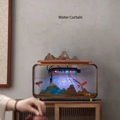 Housewarming Wholesale Creative Fish Tank Water Fountain Water Curtain Tabletop Water Feature Bonsai Office Decoration