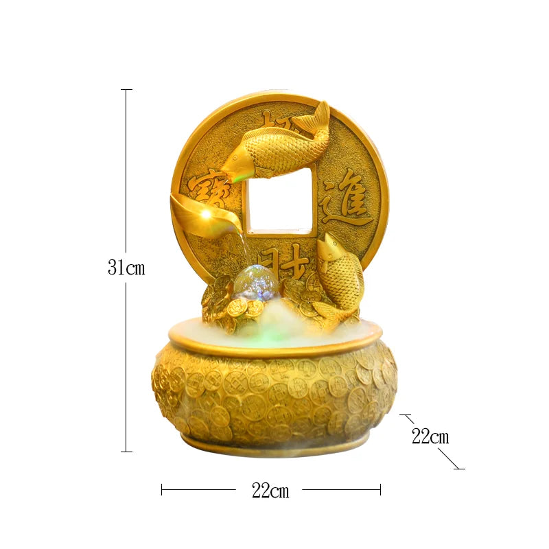 Gold Money Tree Tabletop Fountains Creative Circulating Waterfalls Feng Shui Ornament Living Room & Office Desktop