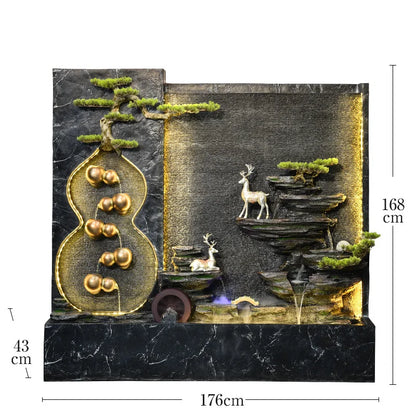 Deer Water Curtain Factory Wholesale Waterfall Screen Entrance Decoration Luxury Feng Shui Zen Fish Pond Fountain