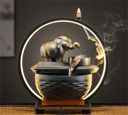 Customized LOGO Elephant Flowing Water Ornaments Attract Wealth Living Room Flowing Crystal Ball Fenshui Lucky Peaceful Fountain