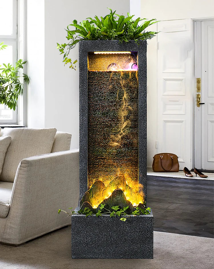 Muro cortina de agua CHENYISHI Mueble de TV de pie Cascadas de circulación Adornos Estatua para exteriores para fuente de agua de jardín 