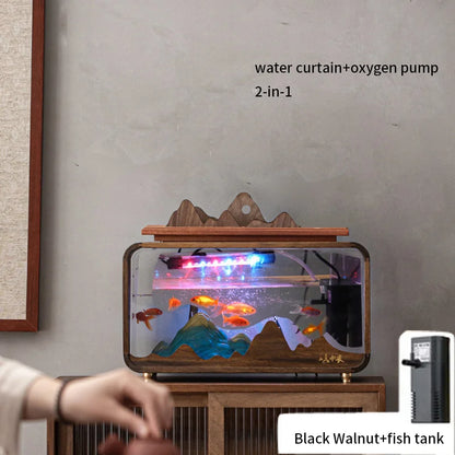Housewarming Wholesale Creative Fish Tank Water Fountain Water Curtain Tabletop Water Feature Bonsai Office Decoration