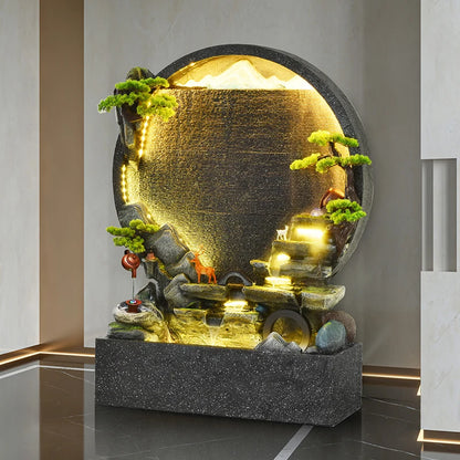 CHENYISHI Fuente de agua de cemento para interiores y exteriores con forma de sapo dorado pacífico, decoración del hogar, regalo de inauguración de la casa con Feng Shui 