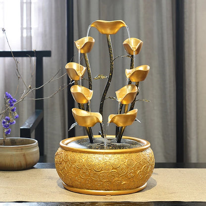 Gold Money Tree Tabletop Fountains Creative Circulating Waterfalls Feng Shui Ornament Living Room & Office Desktop