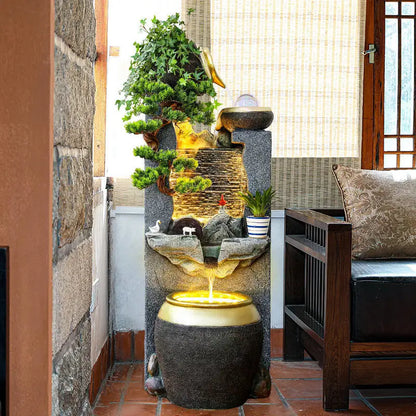 CHENYISHI Hermosos adornos de agua que fluyen Cascadas Fuente de interior Paisaje Pecera creativa Fuente de agua para inauguración de la casa 