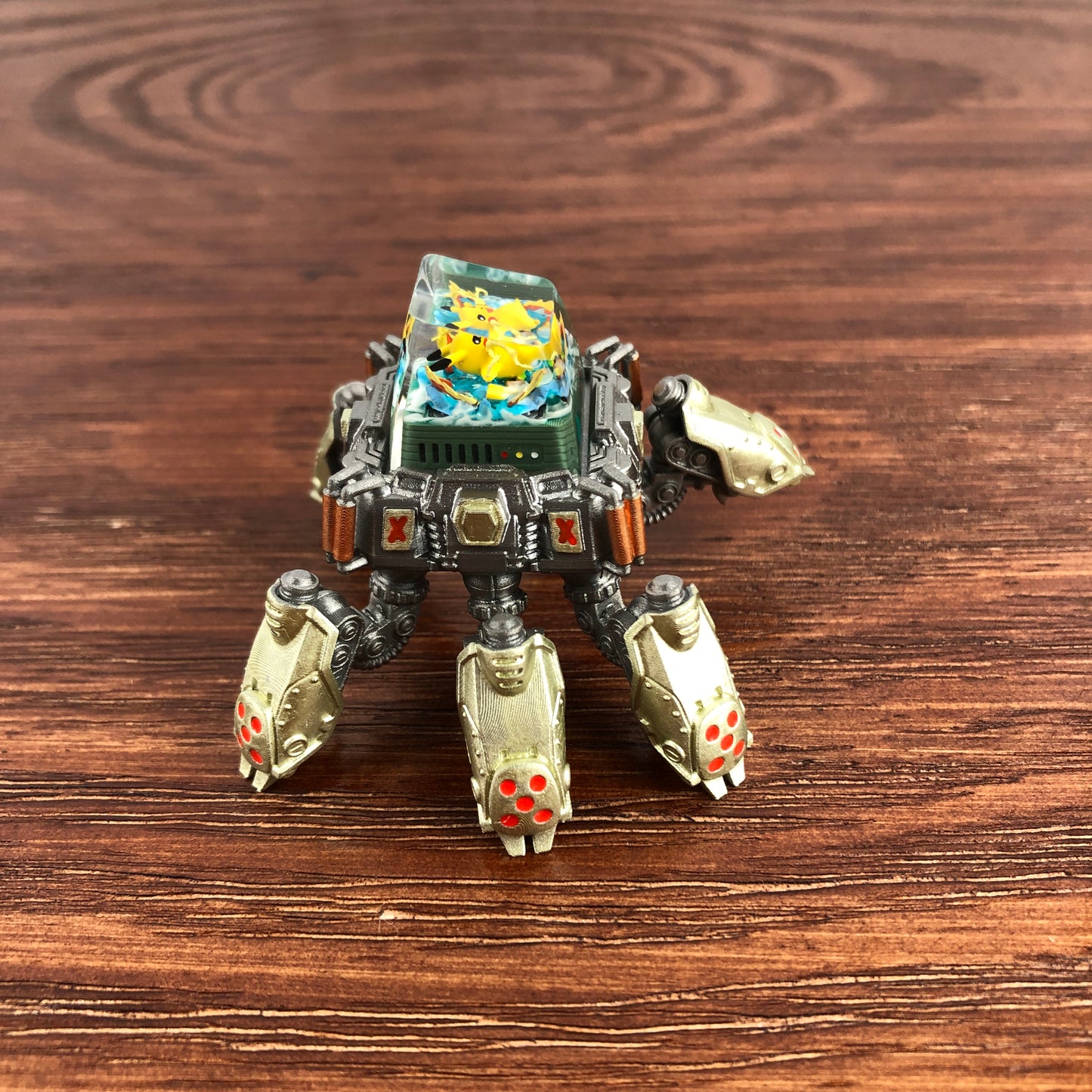 Resin keycap transporter mecha keycap display stand ornaments keycap storage device mecha decorations,Light gold