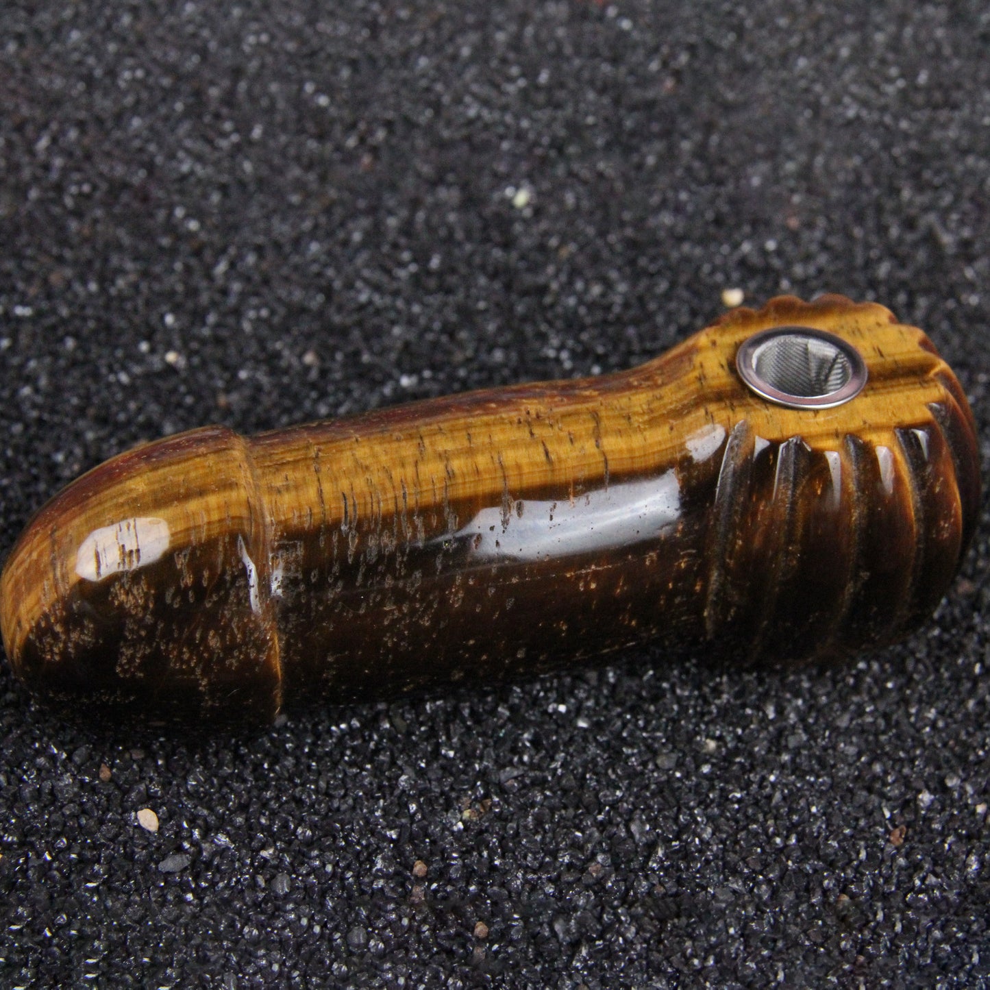 Tiger's eye phallic pipe