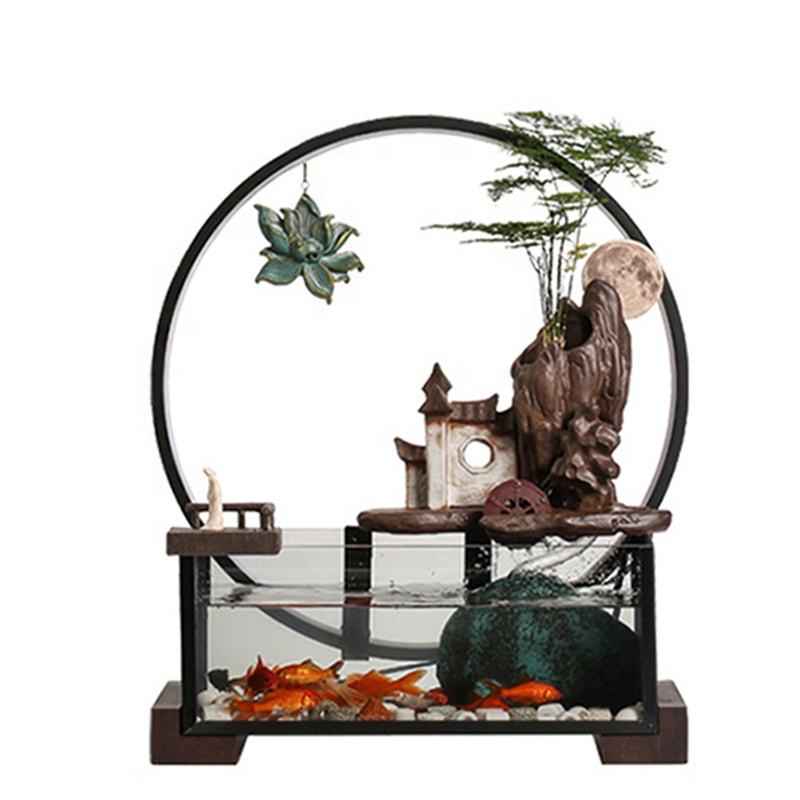 Creative Rockery Ceramic Circulating Water Device Fish Tank Landscape Office Desktop Decoration For living Room Opening Gift