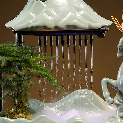 Creative Indoor Simulation Resin Rockery Waterscape Feng Shui Water Fountain Home Office Desktop Spray Humid Decoration Crafts