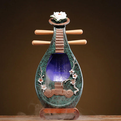 New Chinese Traditional Pipa Flowing Water Fountain Housewarming Decor Desktop Ornament Opening Gift