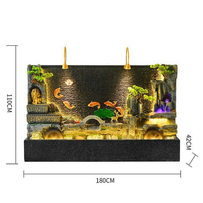 CHENYISHI Large New Chinese Flowing Water Screen Floor-to-ceiling Water Curtain Wall Gift Courtyard Club Decoration Garden Fountain