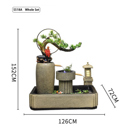 CHENYISHI Zen Garden Outdoor Water Fountain LED Light Fountain Fish Pond Watermill Set Home Yard Decoration Housewarming Minimalist Zen