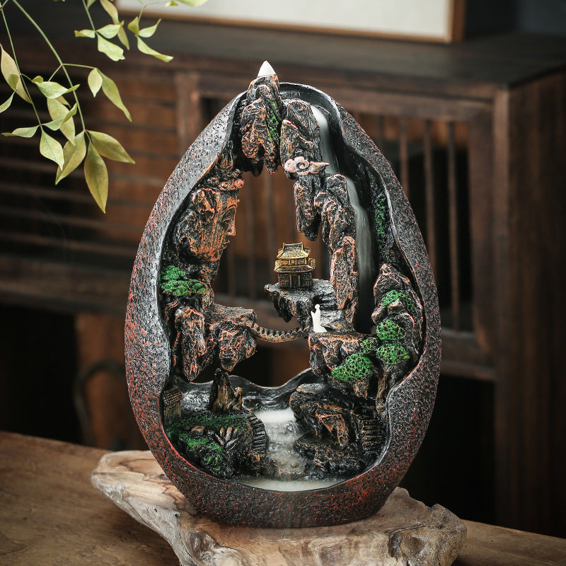 CHENYISHI Rockery Water Backflow Incense Burner Ceramic Incense Burner Smoke Viewing Home Accessories Creative Incense Ornaments