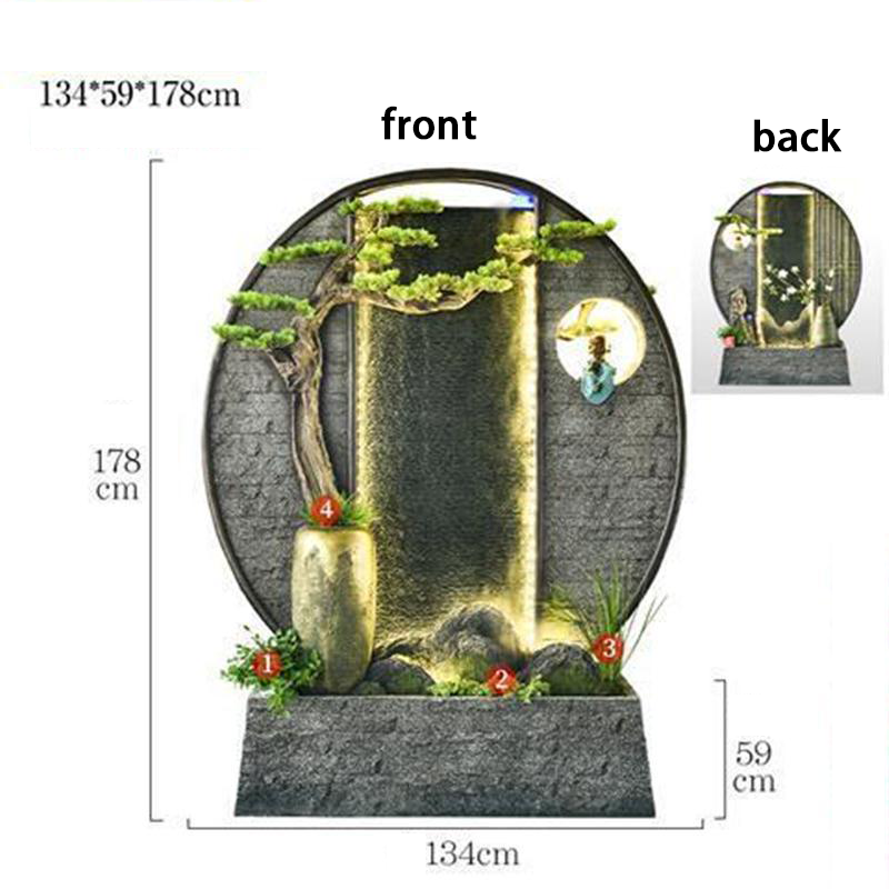 CHENYISHI Large Water Zen Fountain Pool Garden Waterscape B&B Landscaping Balcony Fish Pond Rockery Double-sided Flowing Water Ornaments