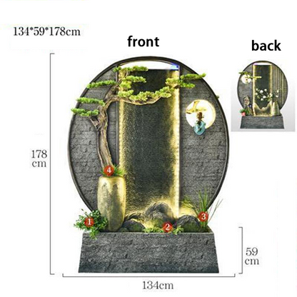 CHENYISHI Large Water Zen Fountain Pool Garden Waterscape B&B Landscaping Balcony Fish Pond Rockery Double-sided Flowing Water Ornaments