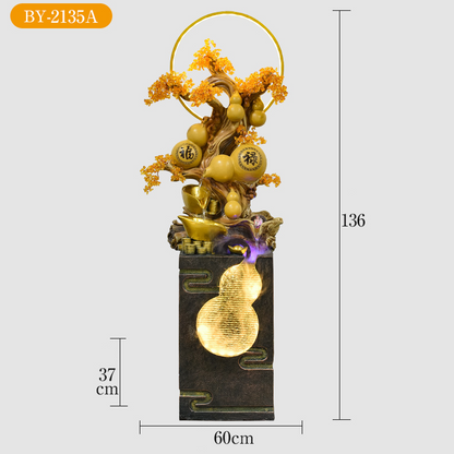 CHENYISHIChinese-style Gourd Rockery Flowing Water Fountain Ornaments Living Room Entrance Hall Store Opening New Home Gift Lucky Deco