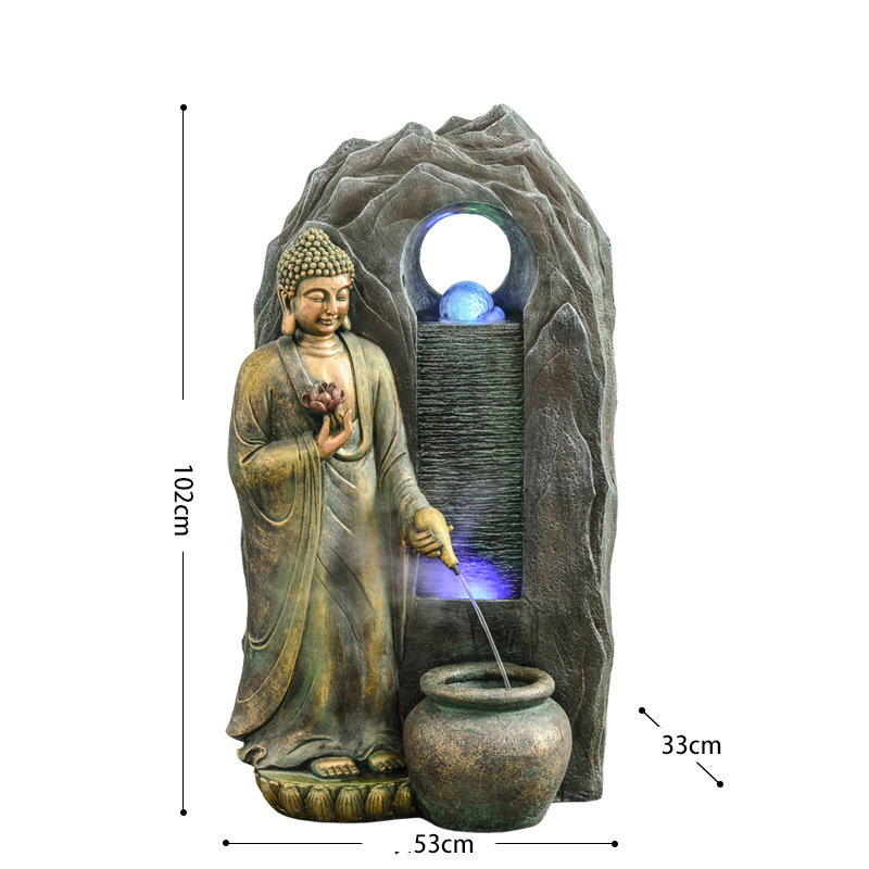 CHENYISHI Southeast Asian Buddha Statue Flowing Water Ornaments Living Room Tea Room Fountain Humidifier Club Office Zen Money-making