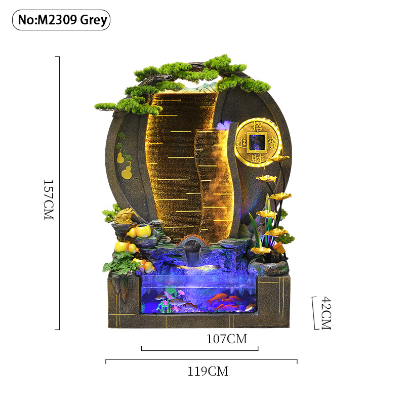 CHENYISHI Large Water Curtain Wall Rockery Flowing Water Fountain Decoration Living Room Office Courtyard Villa Fortune Feng Shui Wheel